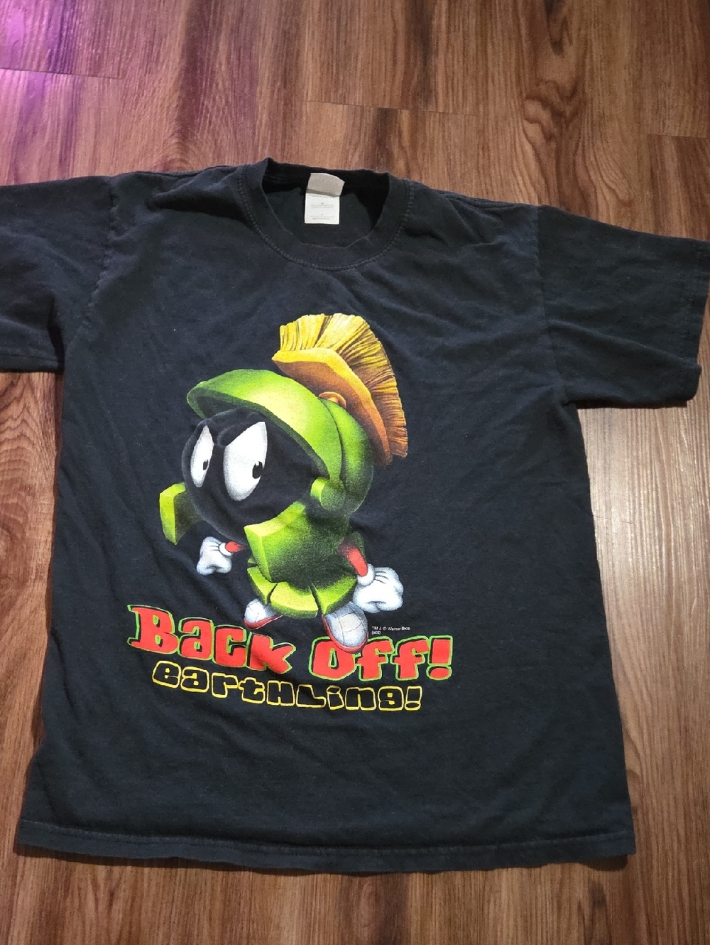 Vintage Marvin the Martian 'Back Off! Earthling' Graphic Tee - Black & Green